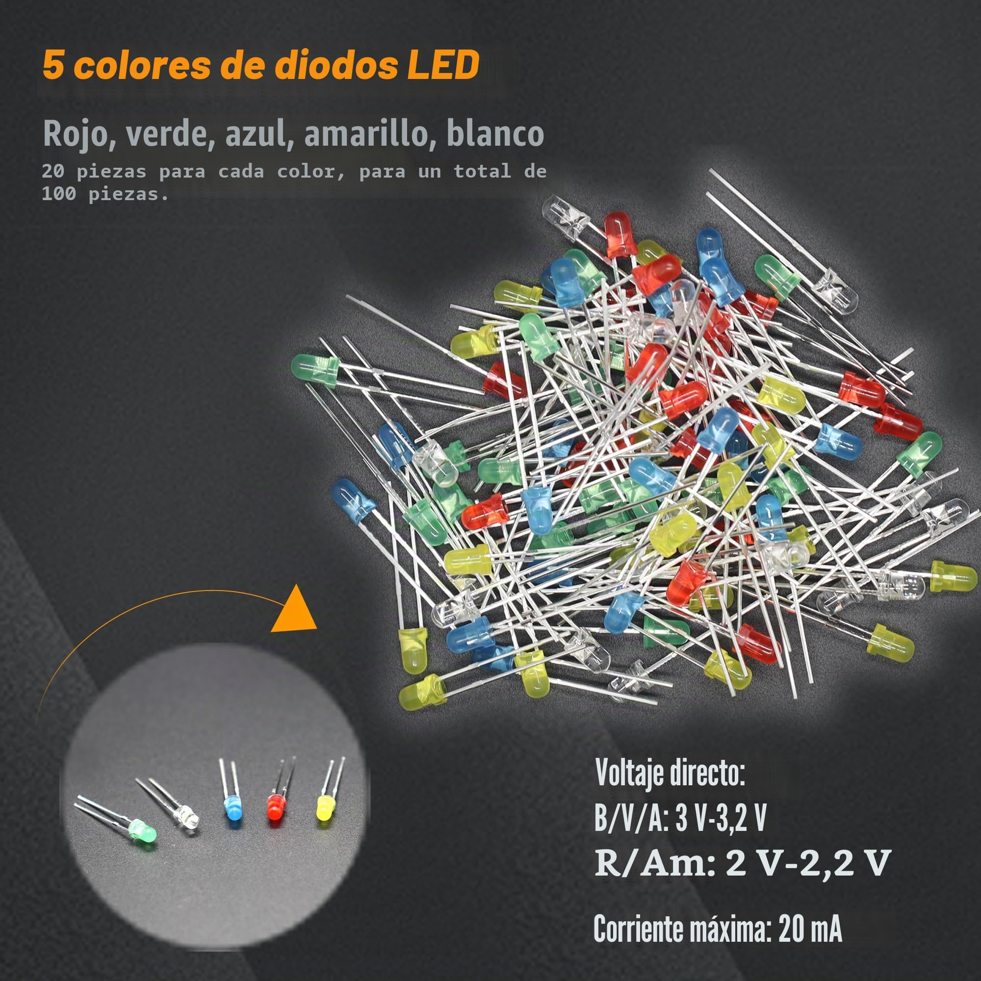 DIYoung Kit de Componentes Electrónicos 1390pcs, Resistencias, Diodos Led, Condensadores, Transistores