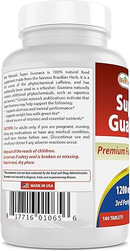 Miniatura 6 de Best Naturals Super Guarana 1200 mg 180 comprimidos