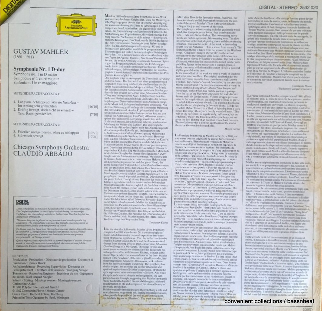 Gustav Mahler - The Chicago Symphony Orchestra / Claudio Abbado - Symphonie No. 1 - Deutsche Grammophon - 2532 020