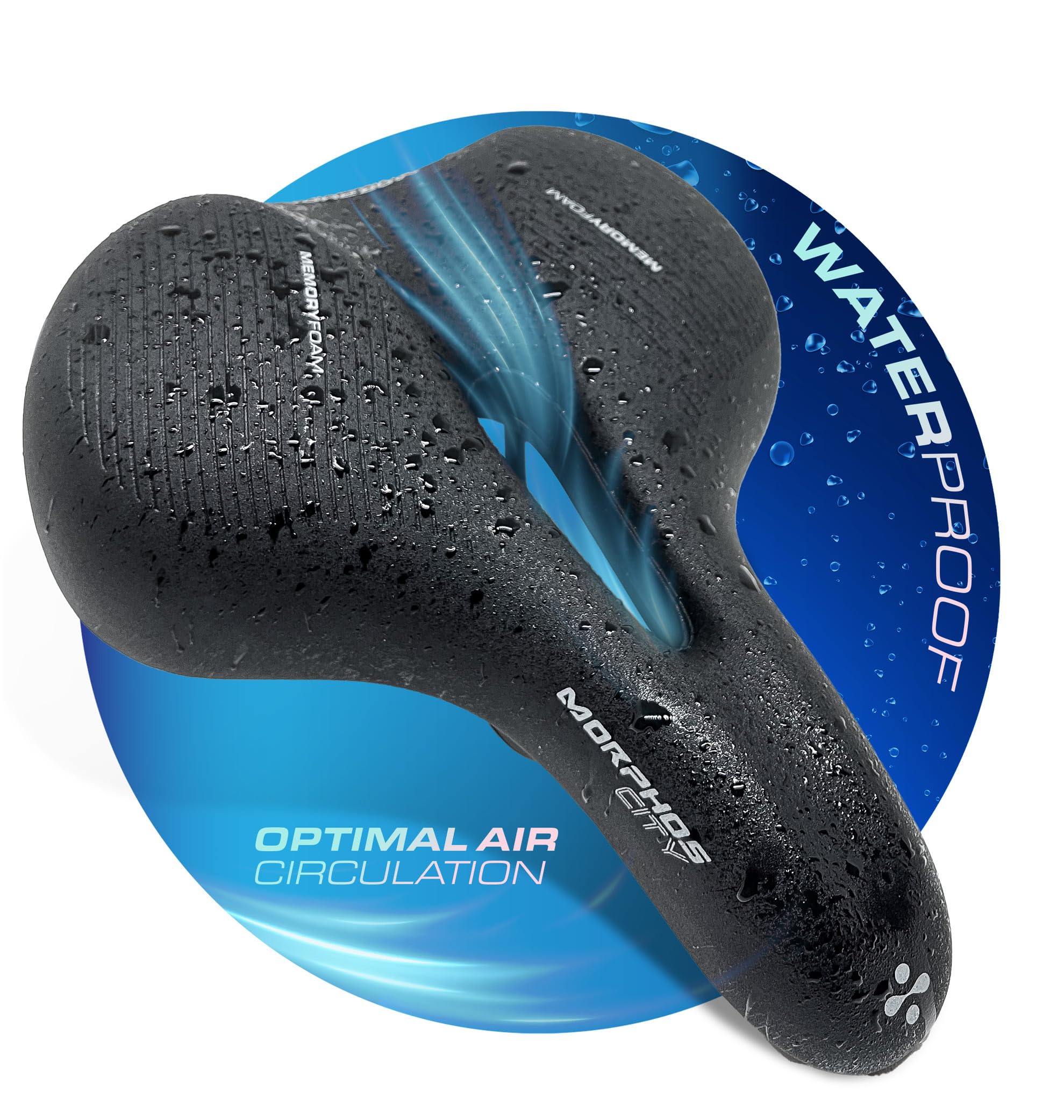 Sella per Bici City & Trekking Unisex – Memory Foam X2 Multy Layer, Ultra Shock Suspension Plus, 4 Zone Anatomic Design, Waterproof – Comfort Ergonomico e Morbidezza per Ogni Percorso
