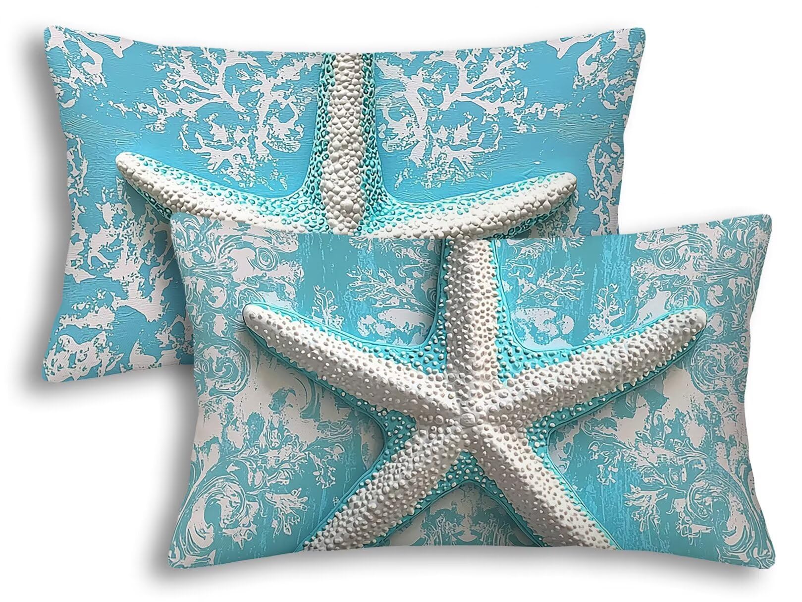 Housse de coussin extérieur imperméable 40x80 lot de 2 bleu lin
