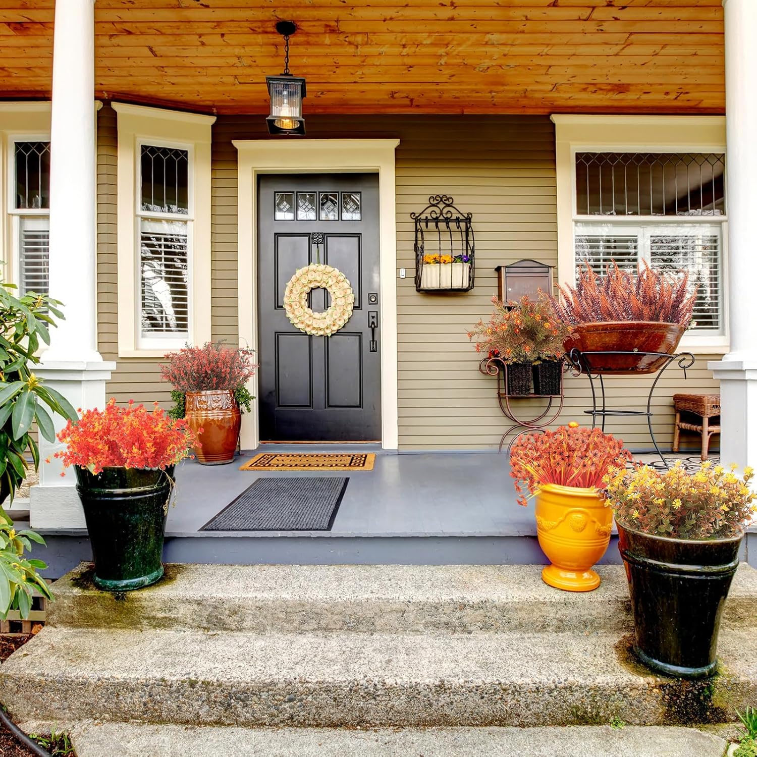 Zeyune 24 Bundles Thanksgiving Artificial Fall Flowers Indoor Outdoor Decor Autumn Fake Plants Flowers for Outside Faux Plastic Flowers for Decoration Fake Mums Plants for Home Wedding Party - Image 3