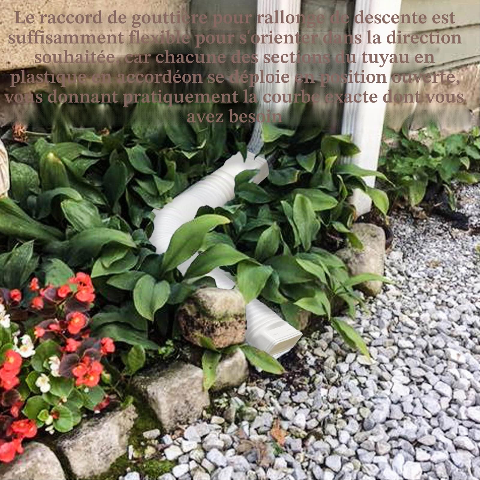 Rallonge de Tuyau de Descente Flexible, 50,8 Cm à 149,9 Cm, Extensions Universelles de Tuyau de Descente, Connecteur de Drainage de Gouttière Rétractable, Installation Facile. (Blanc)