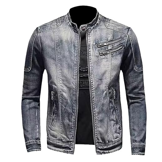 Legou Jaqueta jeans masculina, jaqueta casual retrô slim fit