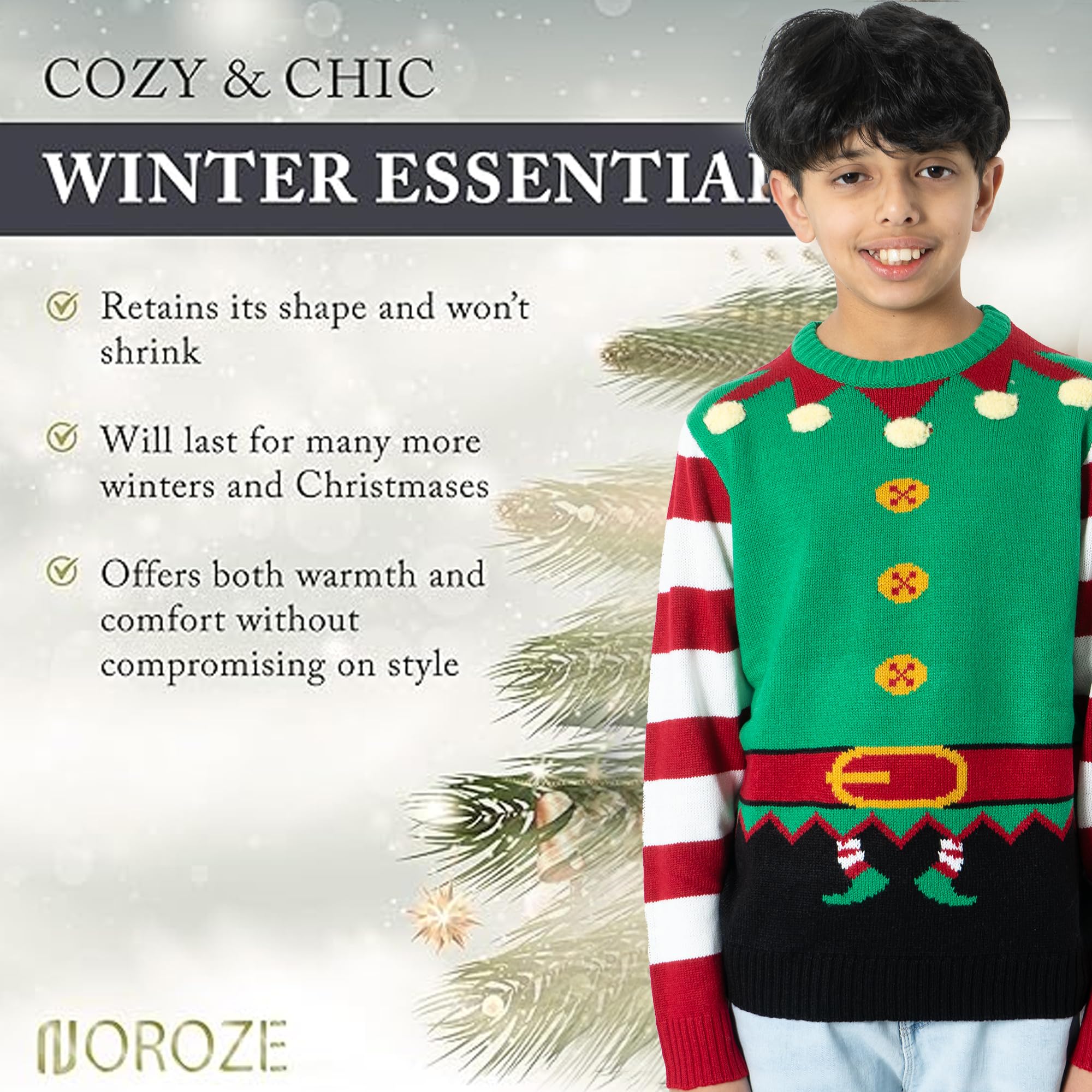 NOROZE Niños Jersey Navidad 3D Santa Reno Pingüino Pull-Over