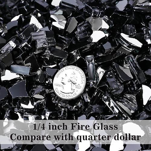 Vista 183 de Grisun Vidrio ignífugo para cuenco de fuego, 1/2 pulgada de alto, 10 libras, brillo reflectante, rocas de vidrio templado para gas natural o Verde