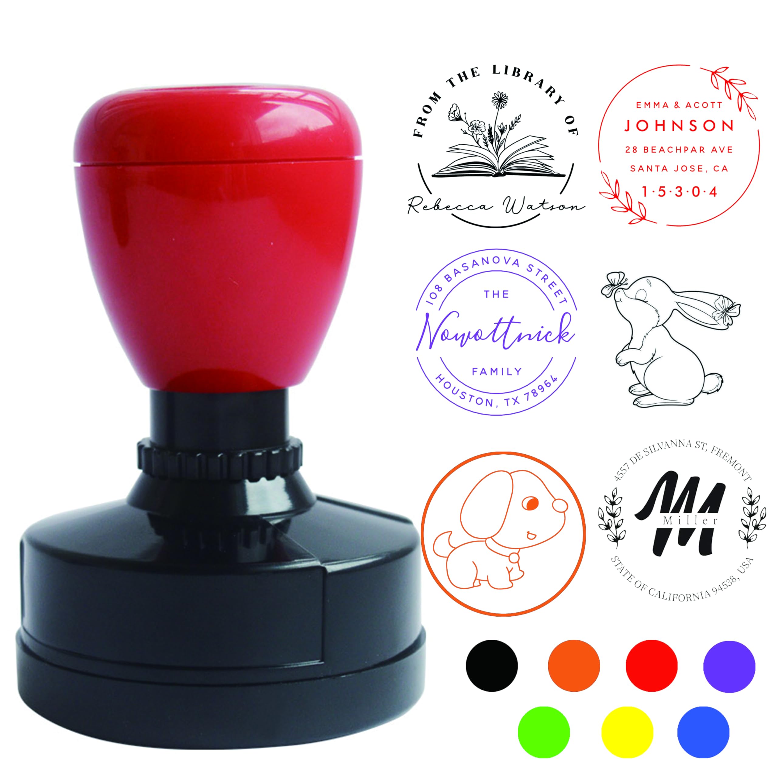 Timbro personalizzato autoinchiostrante,Timbro rotondo autoinchiostrante con logo,Carica il tuo design,Timbro di gomma autoinchiostrante personalizzato,Timbro per Business Desgin Book Post,9colors,Può