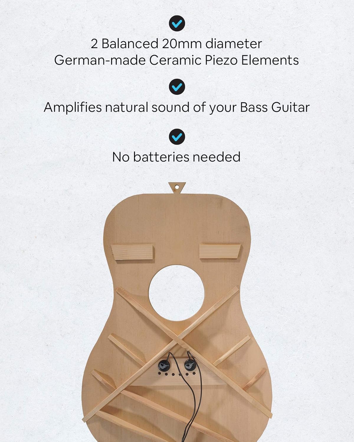 Journey Instruments Passive Piezo Bass Pickup – EP002K Two Balanced German-made Passive Pickup Elements – Piezo Pickup for Bass Guitars (Ceramic)