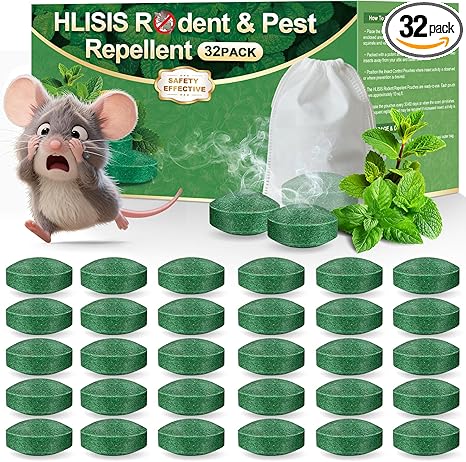 32PCS Mouse Rodent Repellent, Natural Mouse Repellent Peppermint Oil for Mice, Rats, Squirrels, Spiders and Pests, Keeps Pests Away Effectively from Garden & Home (Peppermint)