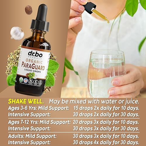 Miniatura 7 de ParaGuard Cleanse Liquid Organic Detox - Suplemento orgánico de fórmula de protección intestinal para humanos con nuez negra ajenjo y tintura de