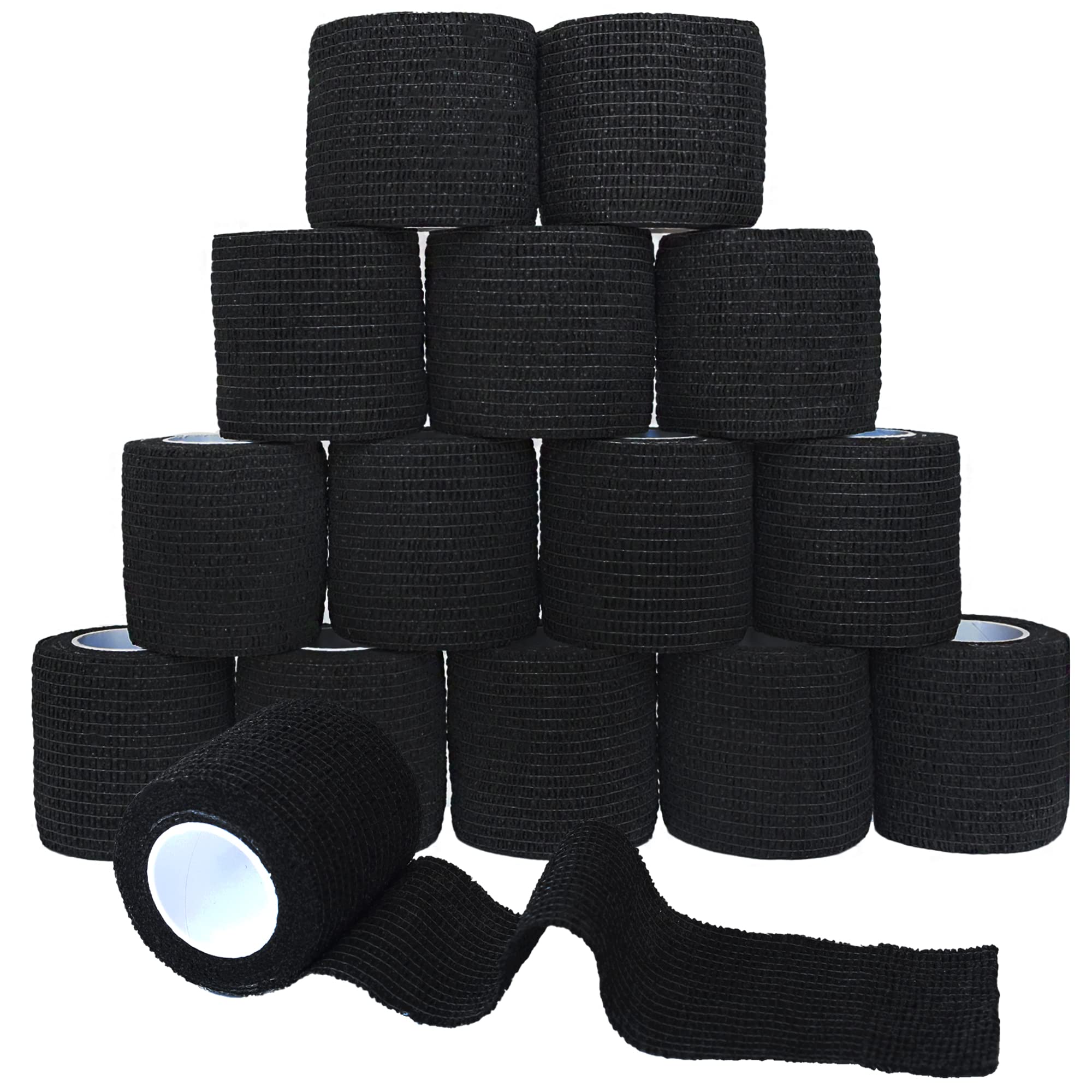 FEILIBAY 15 Pack Cohesive Wrap 2 Inch x 5 Yards Self Adherent Vet Tape for Pets, Elastic Self Adhesive Bandage Wrap for Sports, Finger, Wrist, Ankle (