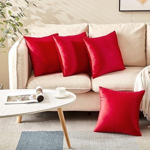 Miniatura 10 de Yonous Juego de 4 fundas de cojín decorativas de terciopelo suave para sofá, dormitorio o automóvil, 16 x 16 pulgadas, gris