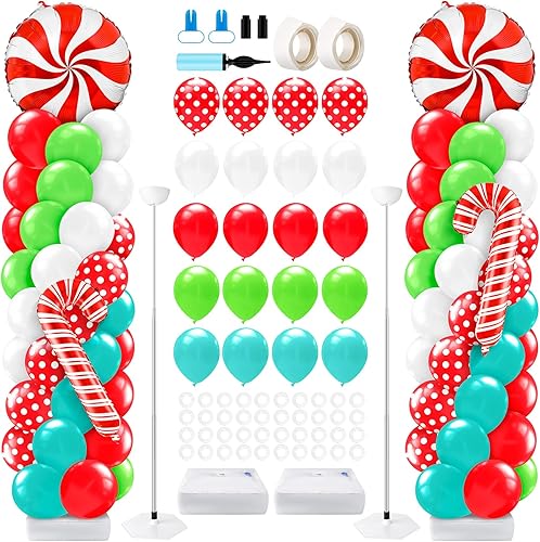 Miniatura 29 de Kasyat Juego de 2 soportes de columna de globos de discoteca de los años 90 y 80 con bola de discoteca, nota musical, globo de estrella explosiva de