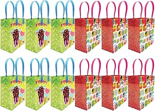 Ice Cream Party Favor Bags Treat Bags with Handles Ice Cream Party Goody Bags Candy Bags Pack of 12