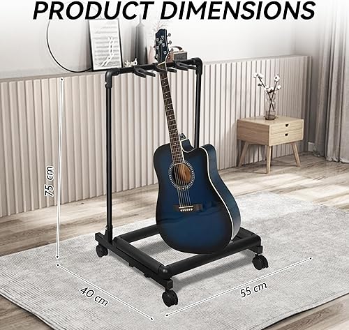 Miniatura 33 de AZOR Soporte para 7 guitarras con diseño plegable, 7 soportes para guitarra eléctrica acústica, bajo, esponja de amortiguación suave que protege tus