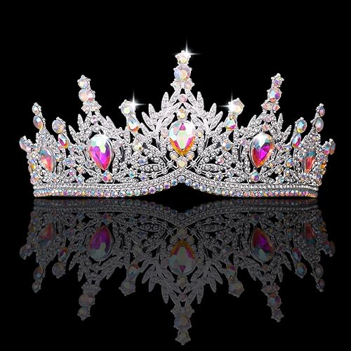 Miniatura 9 de Kamirola Tiaras y coronas para mujer, collar de aretes de tiaras, conjunto de joyas de cristal para novia, fiesta de disfraces, Halloween