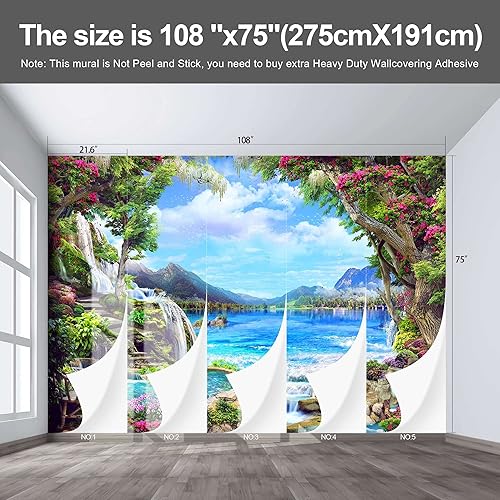 Miniatura 10 de Fightal - Papel tapiz espacial 3D para dormitorio, murales de pared extra grandes para sala de estar, 108 x 75 pulgadas (no se puede despegar ni
