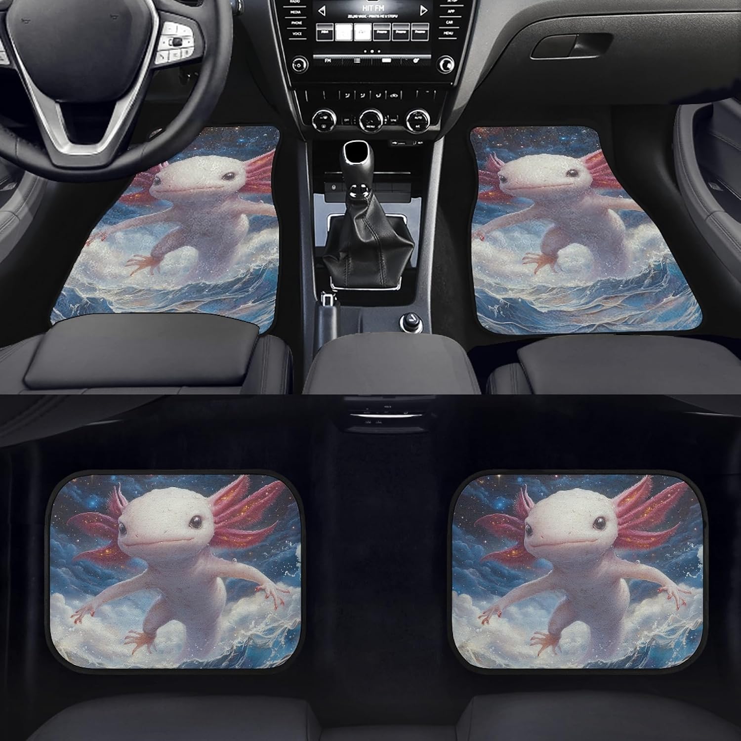 Amzbeauty Water Axolotl Print Car Floor Mats for Men Women Cool Design Auto Interior Accessories Heavy Duty Non Slip Carpet Mats
