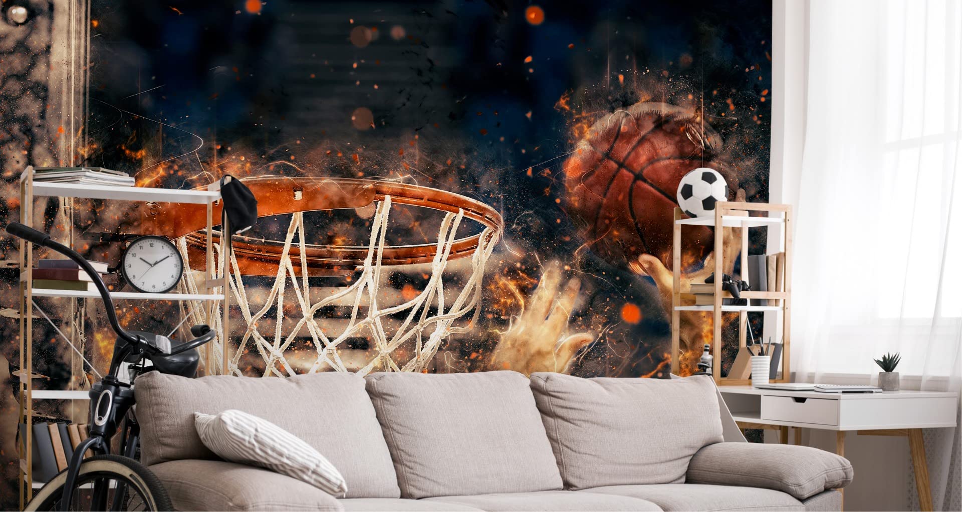 Muralo Papel Pintado Autoadhesivo Baloncesto - 368x254 cm