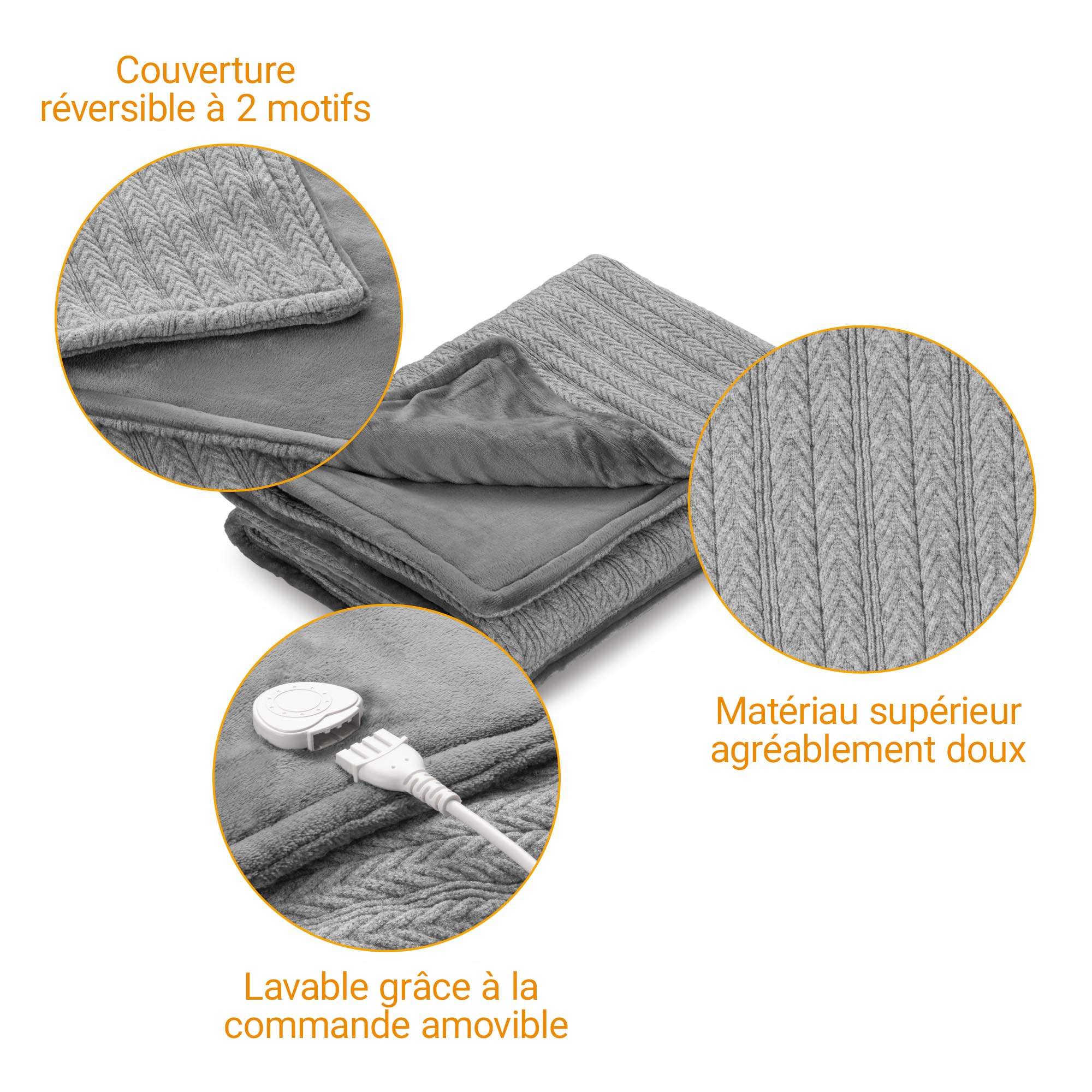 medisana HB 680 couverture chauffante électrique, plaid chauffant | tapis chauffant en tricot, arrêt automatique, lavable, 3 réglages de température, 160 x 120 cm, protection anti-surchauffe