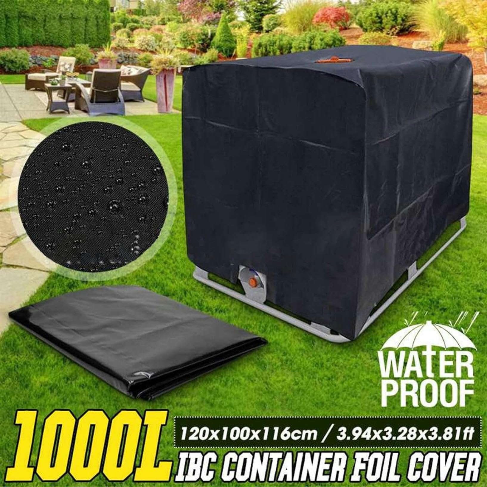 IBC Tote Cover, IBC pokrowiec na zbiornik na wodę, wodoodporny kaptur przeciwsłoneczny do zbiornika na wodę deszczową 600L/800L/1000L IBC, pokrowiec ochronny do zbiornika na wodę IBC folia izolacyjna