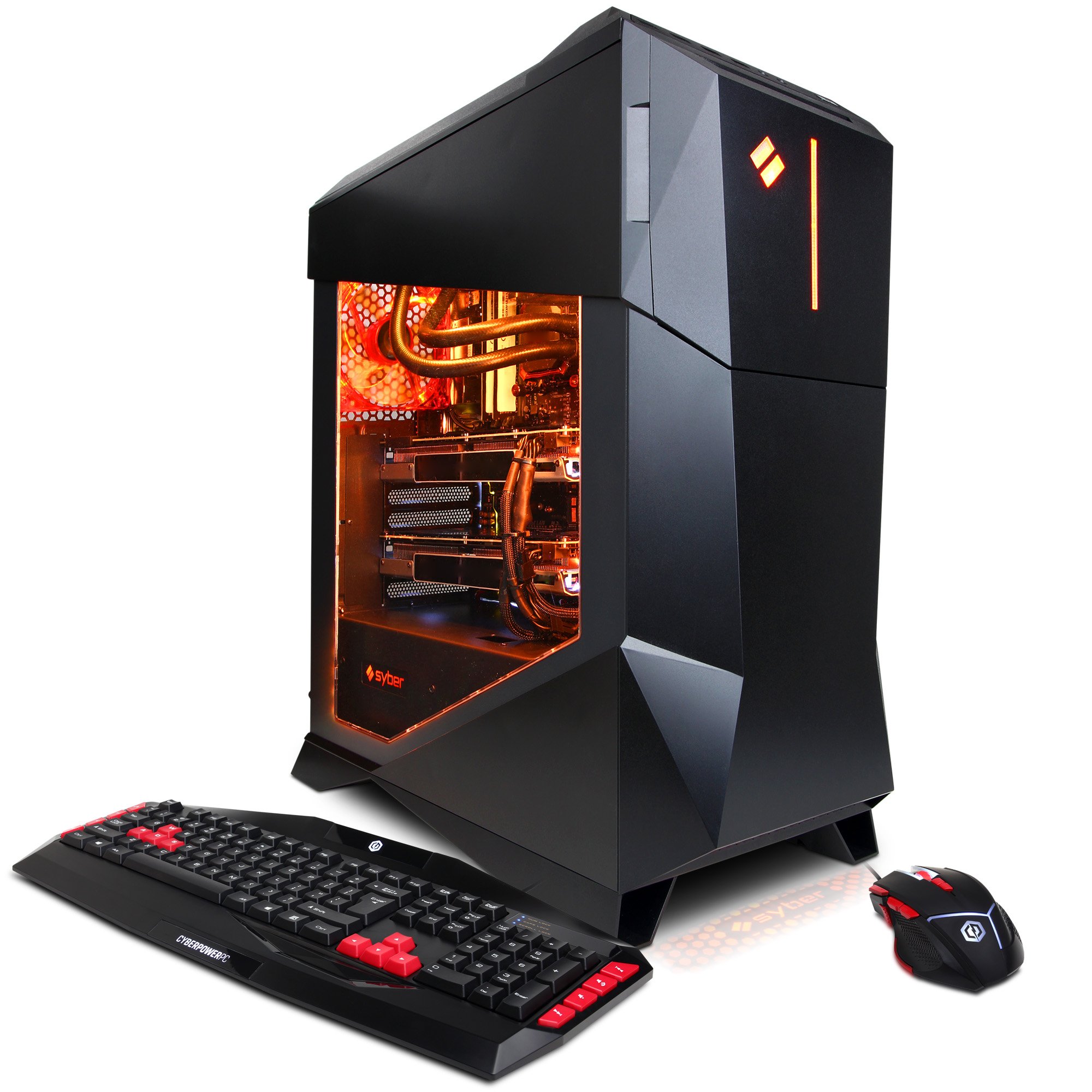 Syber M SMVR500LQ w/Intel i7-6900K 3.2GHz CPU, 32GB DDR4, NVIDIA GTX 1070 8GB x2 SLI, 3TB HDD, 480SSD, 24X DVD+-RW, Liquid Cool & Win 10 Home 64-Bit Desktoop Gaming PC