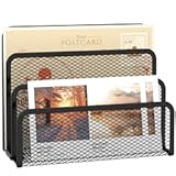 SUPEASY Mail Organizer for Desk&comma; Mesh Metal Mail Holder Countertop with 3-Slot&comma; Letter Sorter File Holder&comma; Office Envelope Organizer for Mails &lpar;Black&rpar;