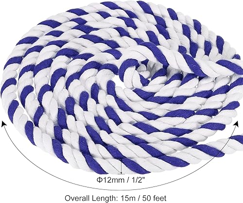 Miniatura 2 de PATIKIL Cuerda de algodón trenzado natural de 12 pulgada x 50 pies, cuerda de tira y afloja de 3 hebras con cinta de sellado para barandillas de