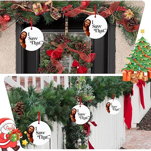Miniatura 5 de Divertido adorno de Navidad 2023, I Saw That Jesús, divertido adorno de Navidad de intercambio de regalos para adultos, compañeros de