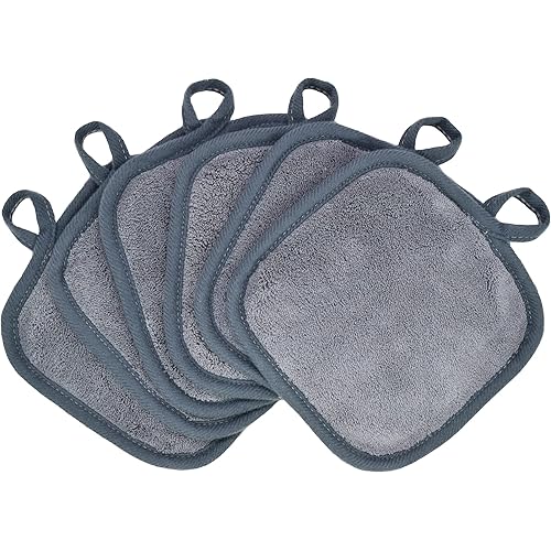 BloomSesame Makeup Remover Cloths for Face, Eye, Lips - Reusable Makeup Remover Pads Soft Microfiber Facial Cleansing Cloths 5 x 5 inch 6 Pack (Gray)