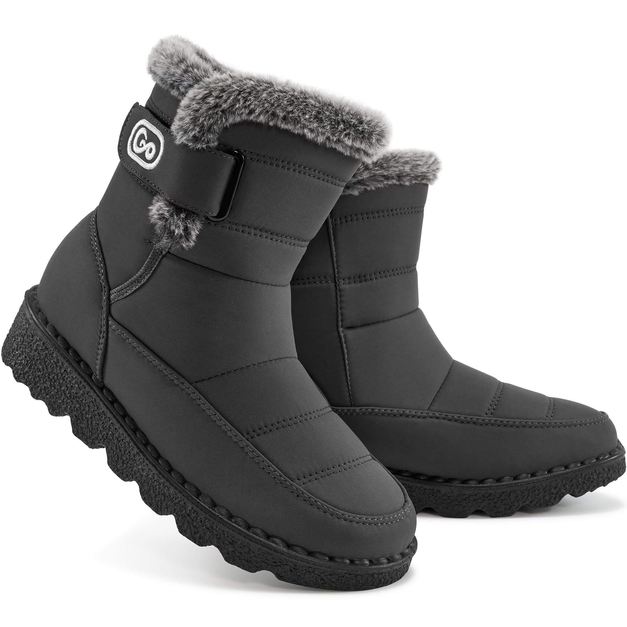 Ablanczoom Botas de nieve de invierno para mujer con forro de piel cálida, cómodas, antideslizantes, impermeables, zapatos para exteriores