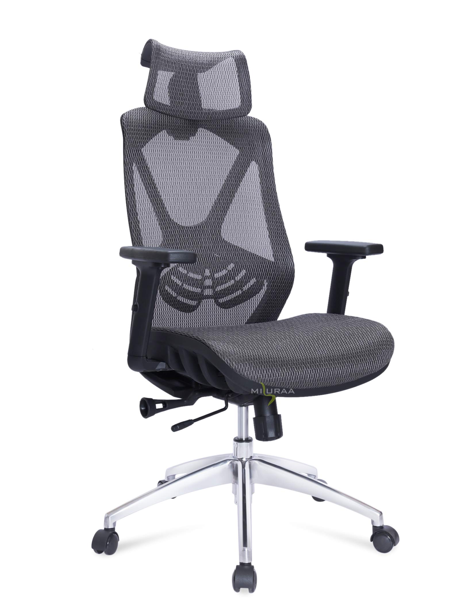 NXTGEN MISURAA Imported High Back Ergonomic Office & Home Chair with Advanced Synchro Tilt Mechanism, Mesh Seat & Back, Lumbar Support, Adjustable Seat Depth, Arms & Headrest (Hydra Black)