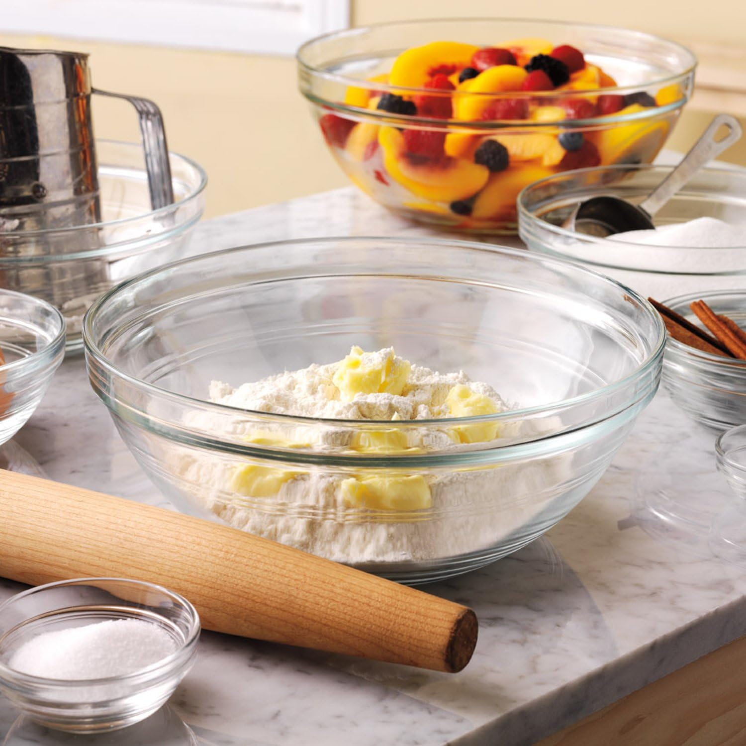 Duralex Made In France Lys Stackable 9-Piece Bowl Set,Clear : Home & Kitchen