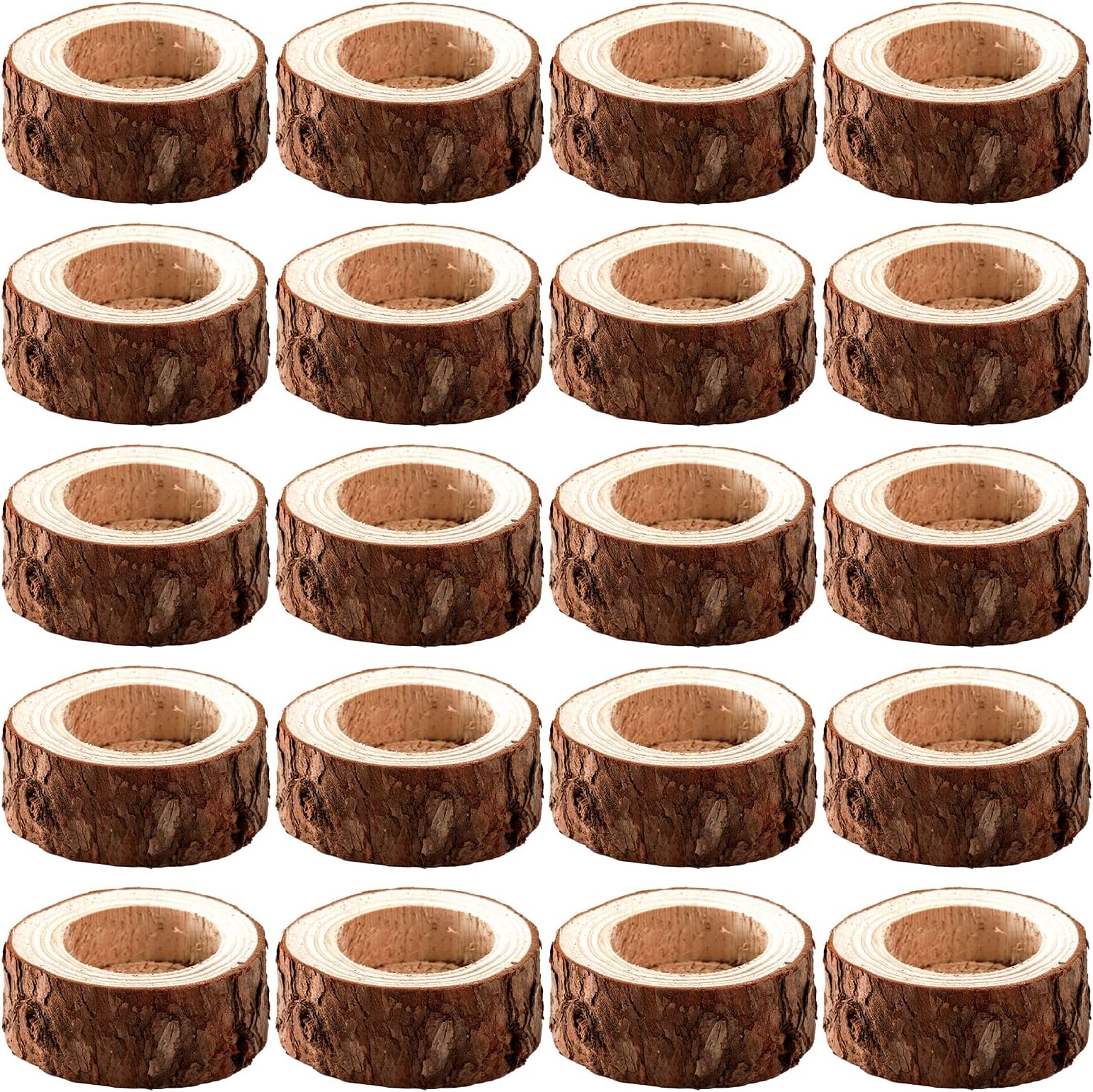 Lawei 20 Pack Wooden Tealight Candle Holder, Wood Votive Tealight Holder Tealight Candlestick for Wedding Party Birthday Holiday Decoration