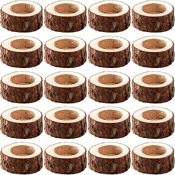 Lawei 20 Pack Wooden Tealight Candle Holder, Wood Votive Tealight Holder Tealight Candlestick for Wedding Party Birthday Holiday Decoration