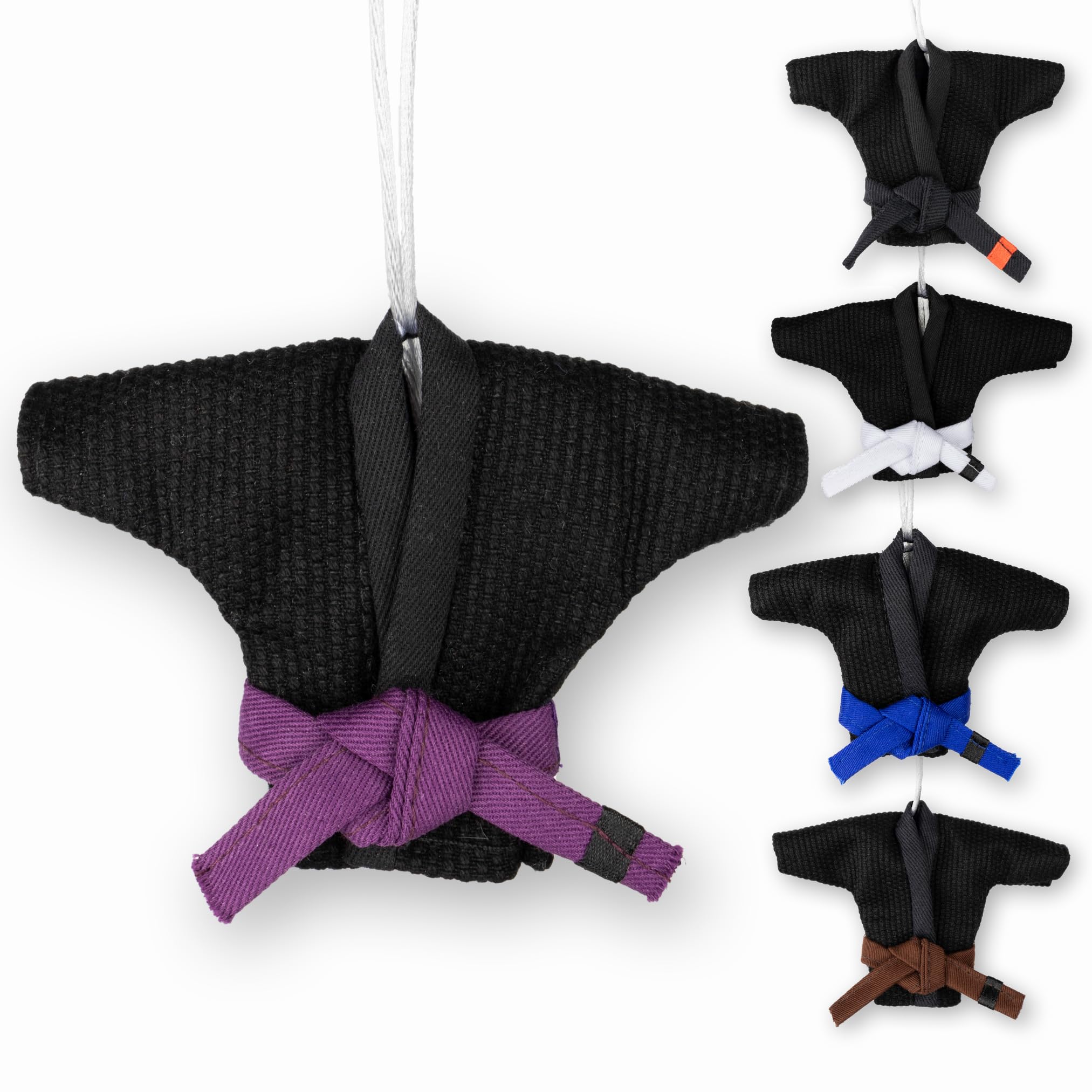Gi Store Rocks! Black Jiu Jitsu Gi Ornament with Purple BJJ Belt - Handmade Martial Arts Keychain - Brazilian Jiu-Jitsu Advanced Practitioner Gift (Black Gi) (BJJ Purple Belt)
