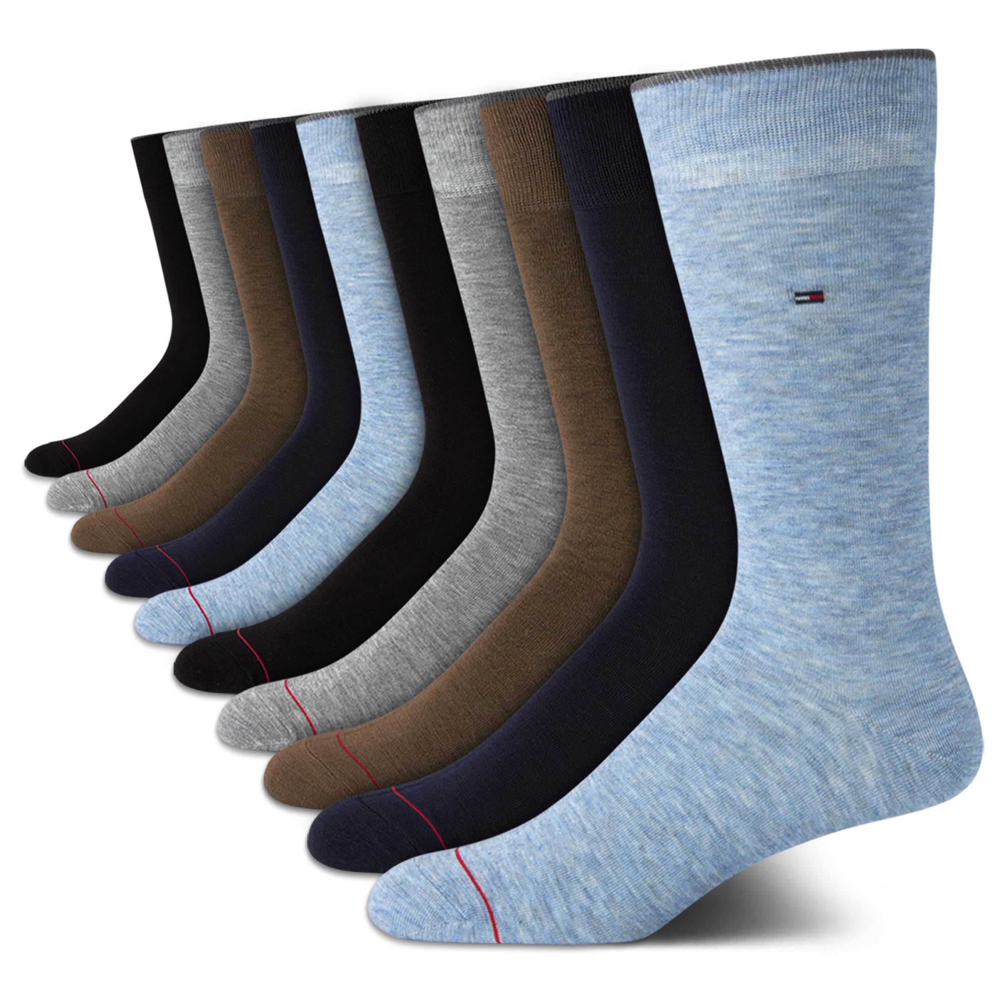 Tommy Hilfiger Mens Dress Socks - 10 Pack Lightweight Everyday Crew Work Socks for Men for Casual Formal