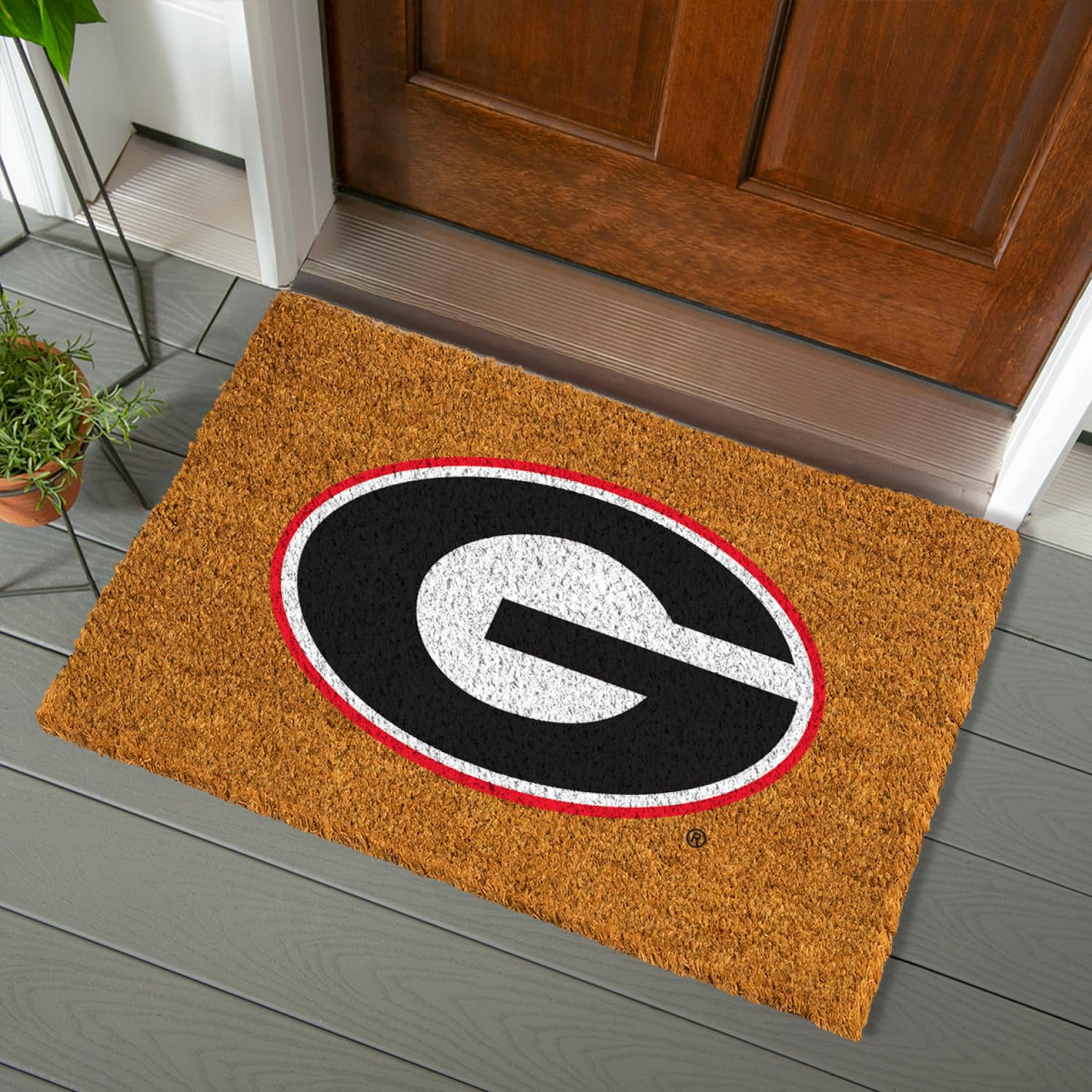 Team Sports America NCAA University of Georgia Coir Doormat 36"x24", Official Full Color Team Logo, Extra Large Front Door Mat, Outdoor Indoor