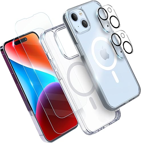 Miniatura 7 de Power Theory Protector de pantalla diseñado para iPhone 14 Pro, con protectores de lente y funda transparente compatible con Magsafe [dureza 9H]