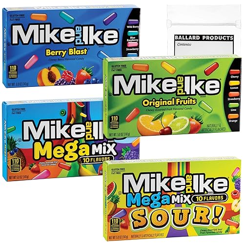 Mike and Ike - Variedad de dulces masticables para cine – Paquete de dulces antiguos con bolsa de bolsillo Ballard Products (Berry Blast, MegaMix,