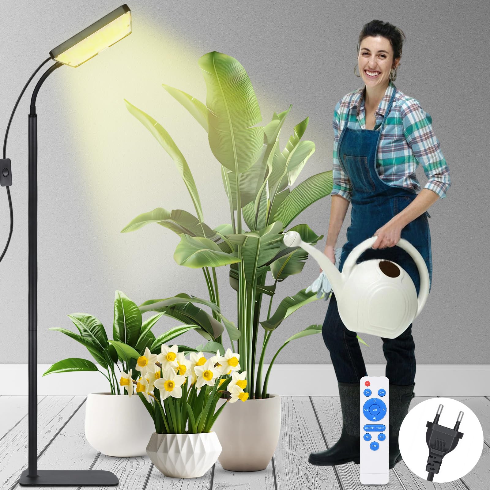 Lámpara de Planta, 246 LEDs Luces de Crecimiento de Espectro Completo, 45-160cm Ajustable en Altura, con Temporizador 4/8/12H, 120 Lúmenes, para Plantas de Interior