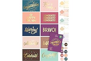 50 Pack Graduation Card Bulk, Gold Foiled 6x4 in Congratulations Cards