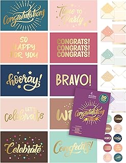 50 Gold-Foil Congratulations Cards with Envelopes - 10 Designs Bulk Graduation Cards 2023, Graduation Cards Bulk, Congratulations Card Pack, Congrats Cards, Congratulations Cards Bulk, Congrats Card