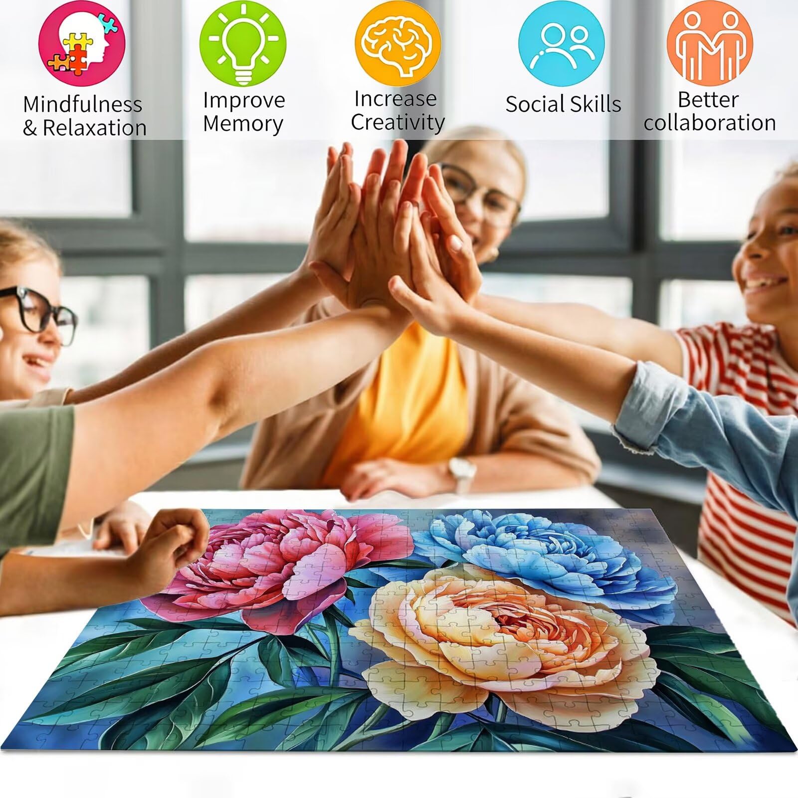 Zestaw puzzli, 1500 elementów, trudne puzzle, drewniane puzzle dla całej rodziny, zestaw "zrób to sam", dla dorosłych, nadają się jako dekoracja ścienna i prezenty dla kobiet, temat: kwiat 8p-857