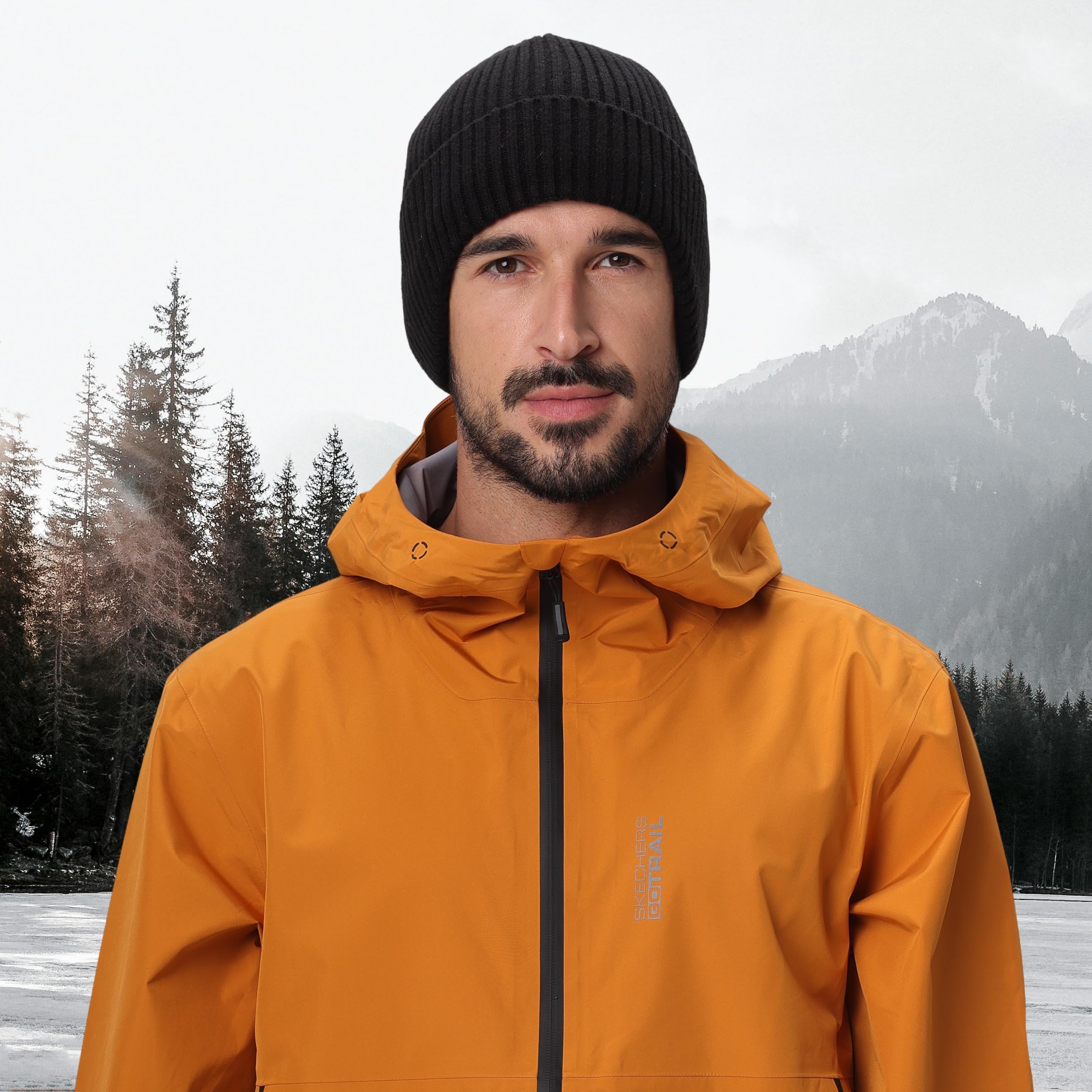 Connectyle Outdoor Men's Earflaps Beanie Hat Fleece Lined Snow Ski Cap Knit Winter Hats Cuffed Watch Cap Black