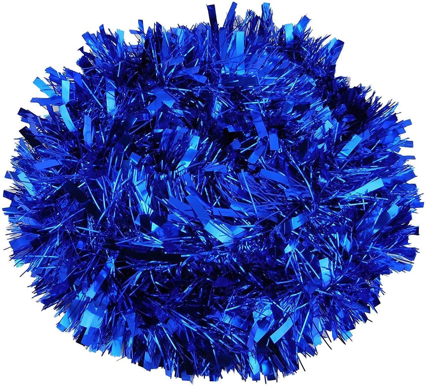 Shatchi Blue 4Pcs Christmas Tinsels 1.8M/6Ft Xmas Metallic Chunky Tinsel Garland For Christmas Tree Hanging Decorations