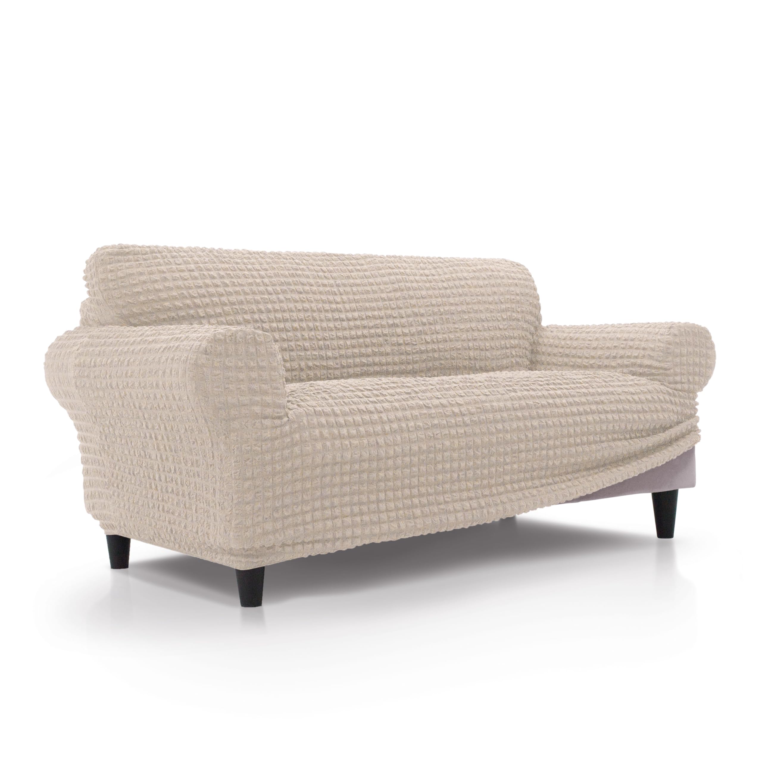 FAVERTI® Super Elastic 3-Seater Sofa Cover from 180 to 230 cm | BUFALI Model | Beige | Ideal Cover for Any Shape of Sofa | Quality Jacquard Fabric Protector 3D Cotton Feel