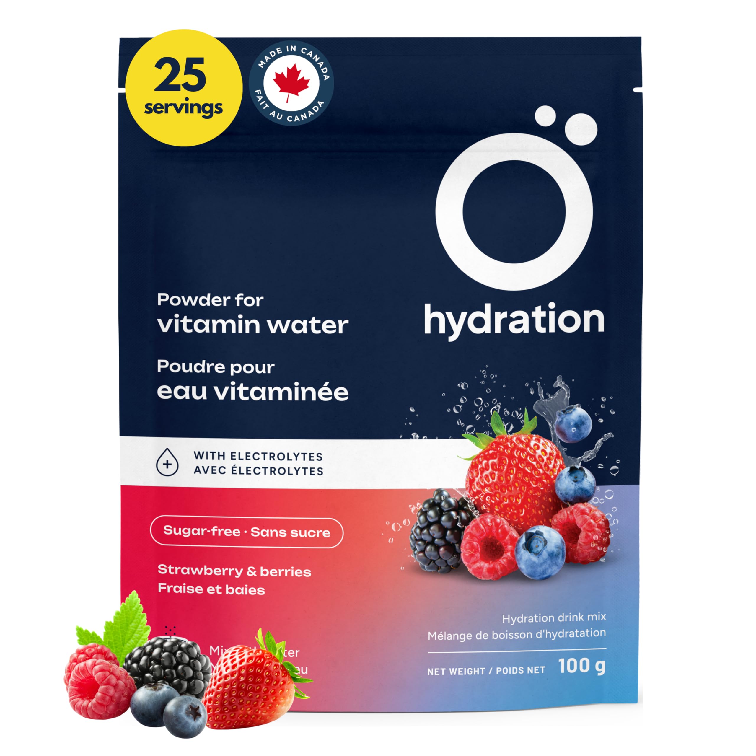 Ö Hydration Electrolyte Drink Mix | Tasty Berries | Sugar-Free Powdered Beverage | With Magnesium, Potassium, Sodium & Calcium | 25 Servings | With Vitamins C, E, B6 & B12 | Made in Canada