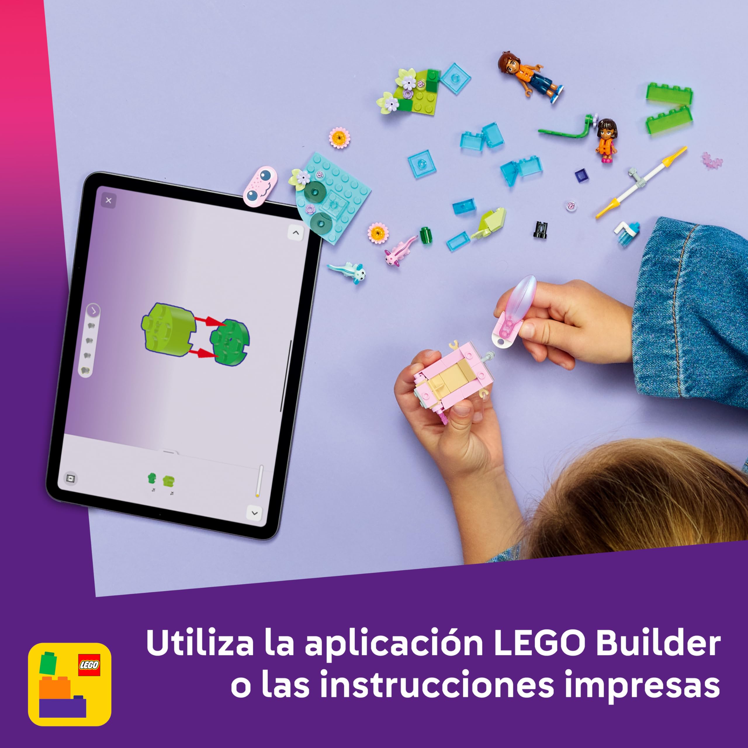 LEGO Friends Aventuras en el Barco-Ajolote de Juguete - 2 Mini Muñecos, 2 Figuras de Animales Adorables, Plantas, Flores y Accesorios - Regalo de Cumpleaños para Niñas de 5+ Años - 42681