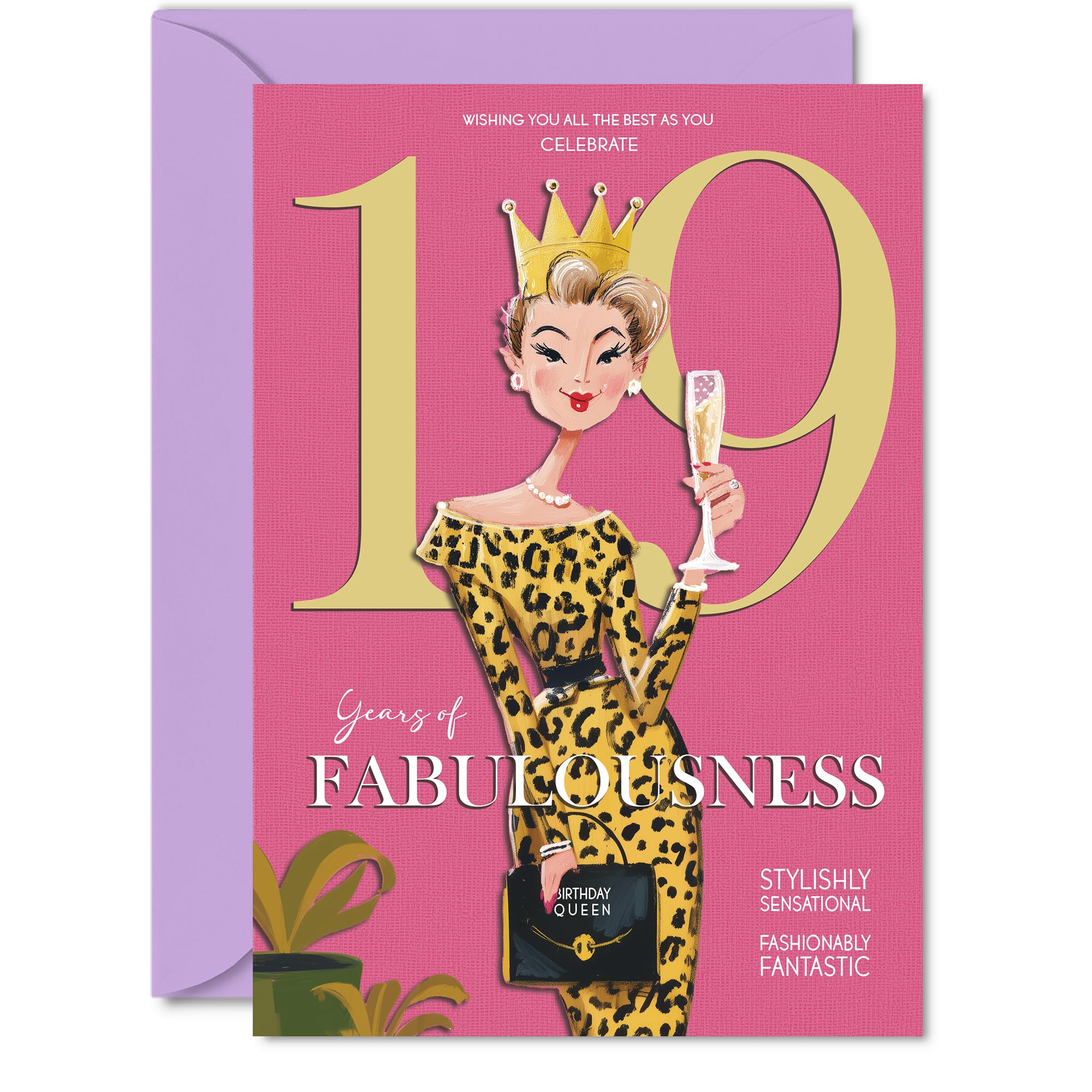 19th Birthday Cards for Women - Years Of Fabulousness - Happy Birthday Card for 19 Year Old Woman Cousin Sister Granddaughter Friend, A5 Bday Greeting Cards